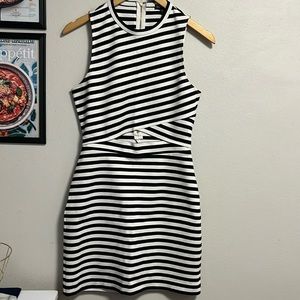 Express Black and White Stripe Cut Out Dress